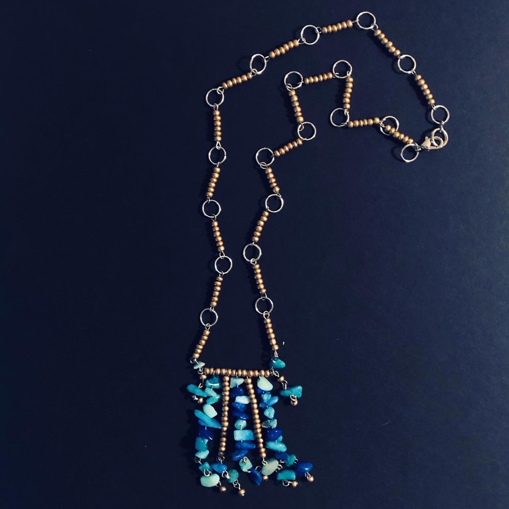Dripping Seafoam Silver and Gold necklace.